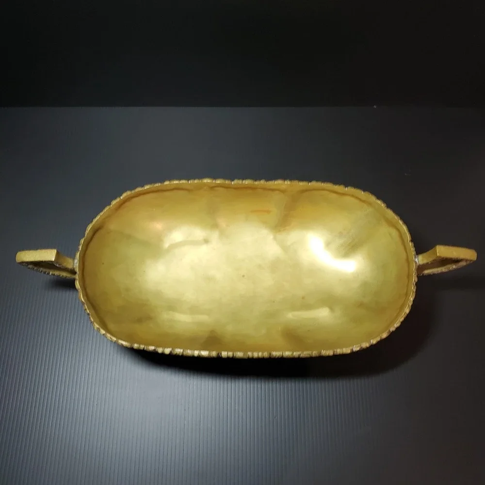 Vintage Hecho En Mexico Copper and Brass‎ Centerpiece Dish Ornate Footed